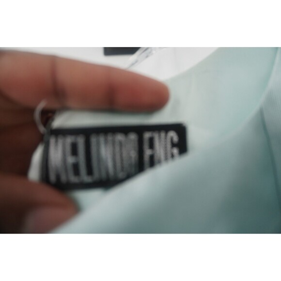 Melinda Eng Light Blue Silk Sheath Dress Sleeveless Square Neck Formal Dress - Picture 6 of 11